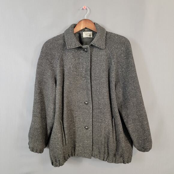 International Scene Virgin Wool Herringbone Jacket L Made in Hungary - Picture 1 of 13